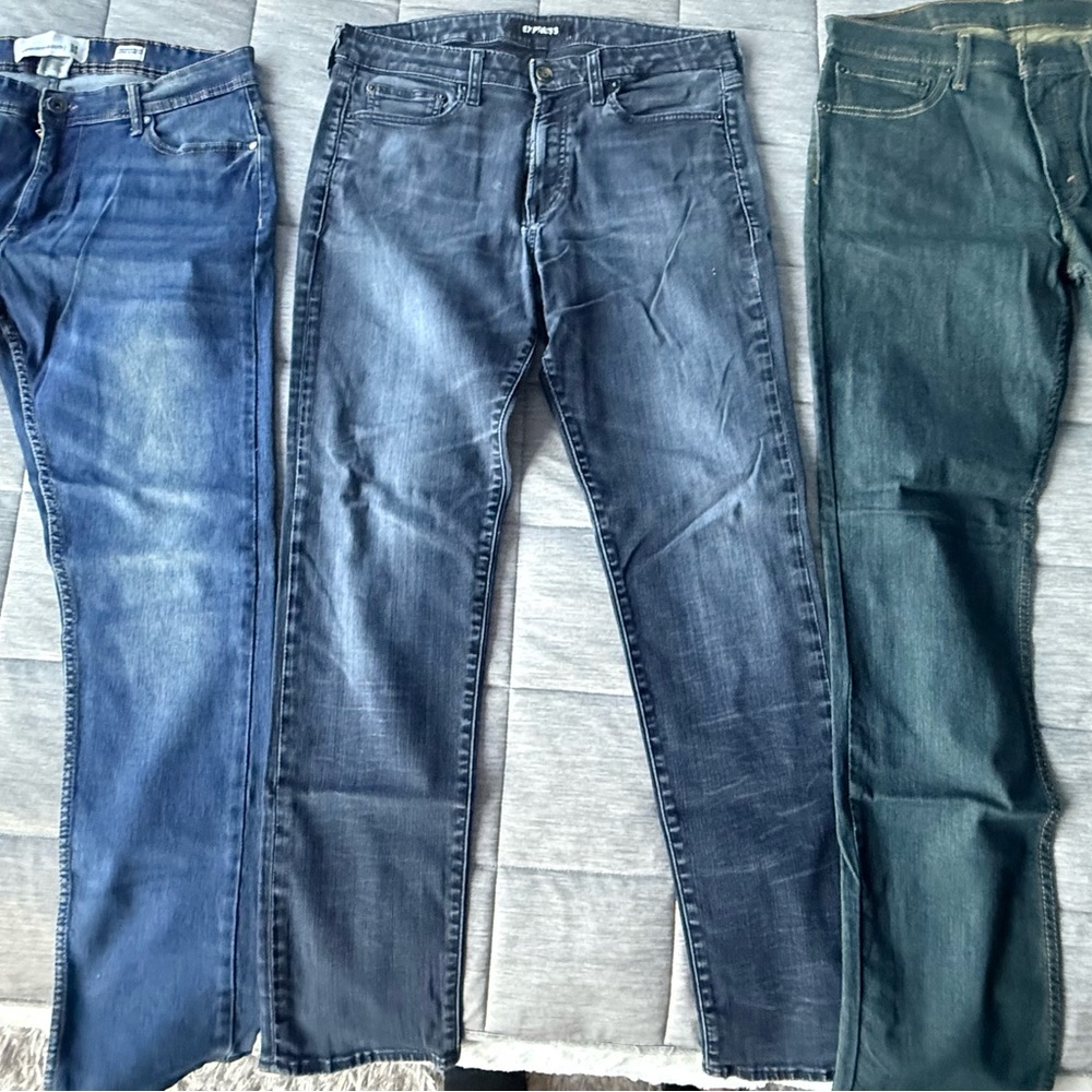 Express / Levis Men's Slim Straight Jeans Trio - Denim and Black/Grey’s